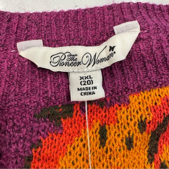 NWT The Pioneer Woman Colorblock Purple Garden Floral Sweater Sweet Rose XXL(20) - Picture 6 of 15